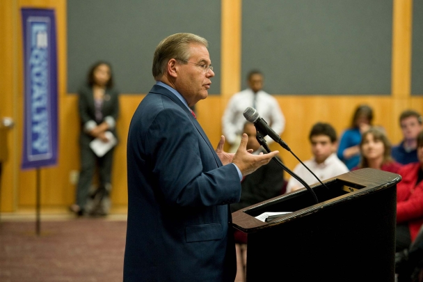 US. Senator Robert Menendez (D-NJ) speaks at townhall meeting in memory of Tyler Clementi